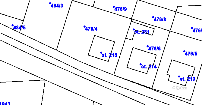 Parcela st. 215 v KÚ Rožmitál na Šumavě, Katastrální mapa