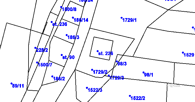 Parcela st. 226 v KÚ Rožmitál na Šumavě, Katastrální mapa