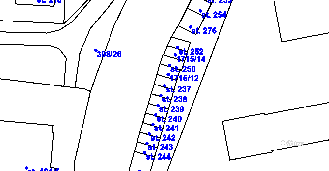 Parcela st. 237 v KÚ Rožmitál na Šumavě, Katastrální mapa