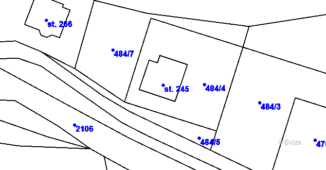 Parcela st. 245 v KÚ Rožmitál na Šumavě, Katastrální mapa