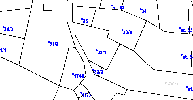 Parcela st. 32/1 v KÚ Rožmitál na Šumavě, Katastrální mapa