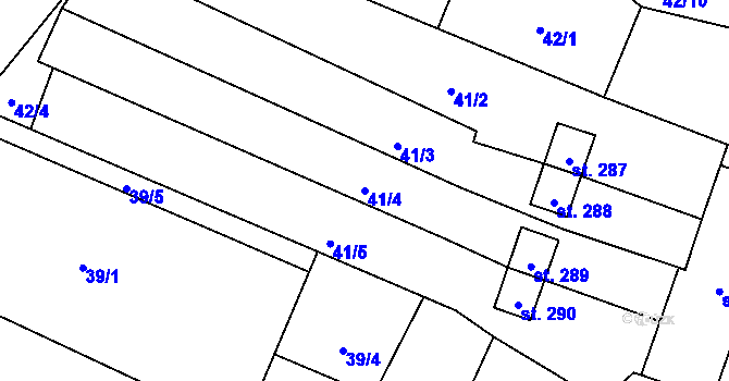 Parcela st. 41/4 v KÚ Rožmitál na Šumavě, Katastrální mapa
