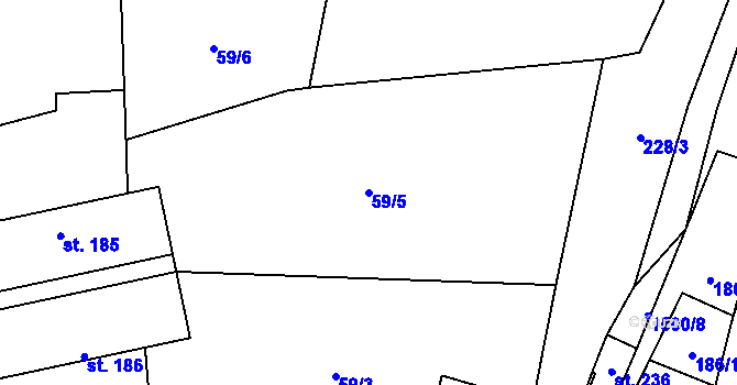 Parcela st. 59/5 v KÚ Rožmitál na Šumavě, Katastrální mapa