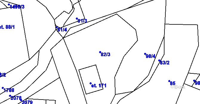 Parcela st. 82/3 v KÚ Rožmitál na Šumavě, Katastrální mapa