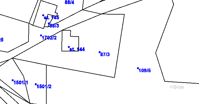 Parcela st. 87/3 v KÚ Rožmitál na Šumavě, Katastrální mapa