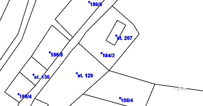 Parcela st. 184/2 v KÚ Rožmitál na Šumavě, Katastrální mapa