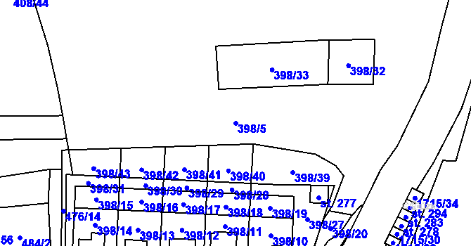 Parcela st. 398/5 v KÚ Rožmitál na Šumavě, Katastrální mapa