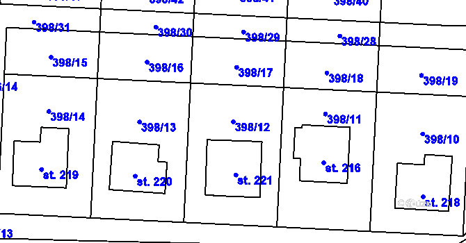 Parcela st. 398/12 v KÚ Rožmitál na Šumavě, Katastrální mapa