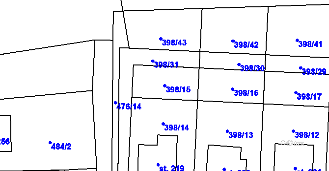 Parcela st. 398/15 v KÚ Rožmitál na Šumavě, Katastrální mapa