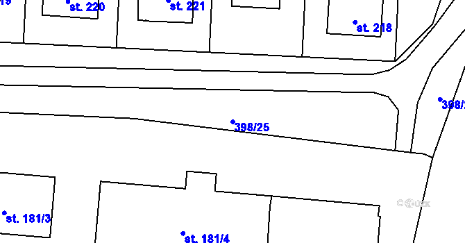 Parcela st. 398/25 v KÚ Rožmitál na Šumavě, Katastrální mapa