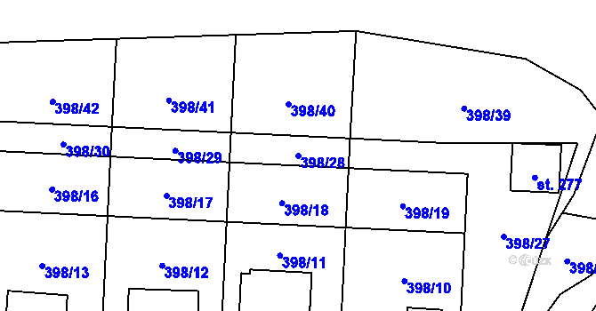 Parcela st. 398/28 v KÚ Rožmitál na Šumavě, Katastrální mapa