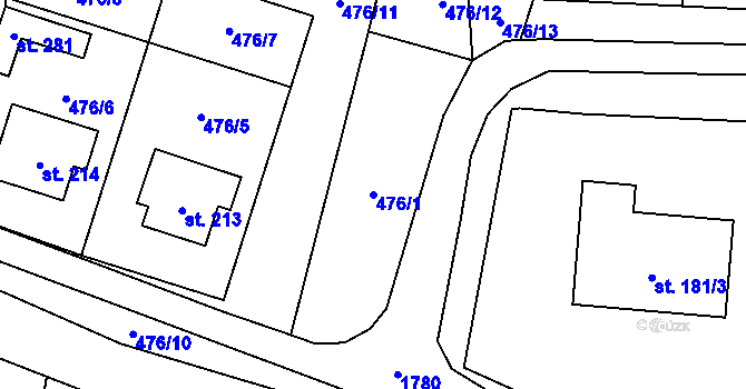 Parcela st. 476/1 v KÚ Rožmitál na Šumavě, Katastrální mapa