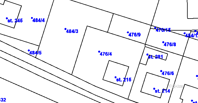 Parcela st. 476/4 v KÚ Rožmitál na Šumavě, Katastrální mapa