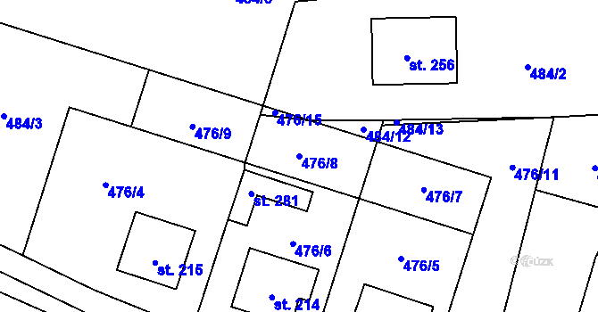 Parcela st. 476/8 v KÚ Rožmitál na Šumavě, Katastrální mapa
