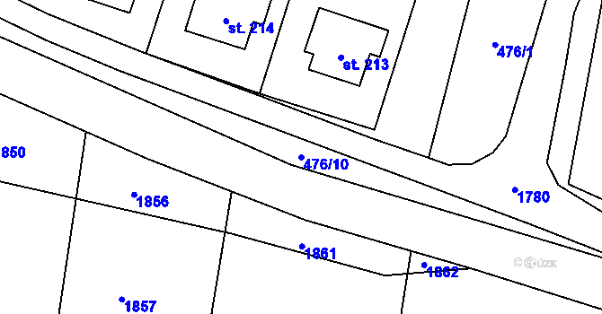 Parcela st. 476/10 v KÚ Rožmitál na Šumavě, Katastrální mapa