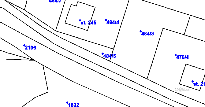 Parcela st. 484/5 v KÚ Rožmitál na Šumavě, Katastrální mapa