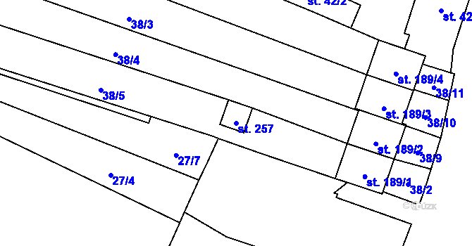 Parcela st. 257 v KÚ Rožmitál na Šumavě, Katastrální mapa