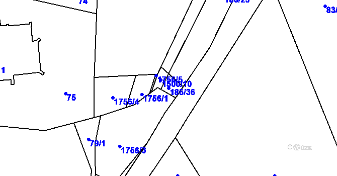 Parcela st. 186/36 v KÚ Rožmitál na Šumavě, Katastrální mapa