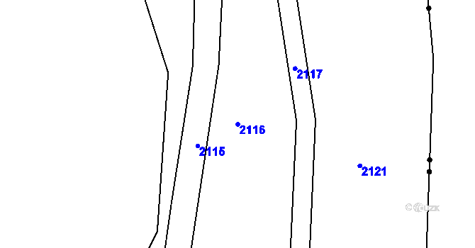 Parcela st. 2116 v KÚ Rožmitál na Šumavě, Katastrální mapa