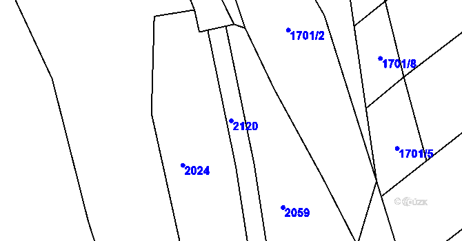 Parcela st. 2120 v KÚ Rožmitál na Šumavě, Katastrální mapa