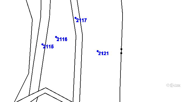 Parcela st. 2121 v KÚ Rožmitál na Šumavě, Katastrální mapa