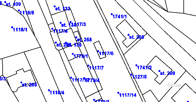 Parcela st. 1117/6 v KÚ Rožmitál na Šumavě, Katastrální mapa