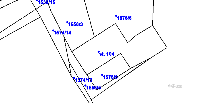 Parcela st. 104 v KÚ Zahrádka, Katastrální mapa