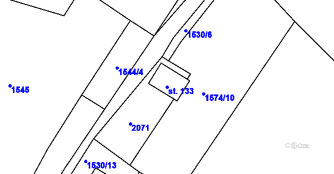 Parcela st. 133 v KÚ Zahrádka, Katastrální mapa