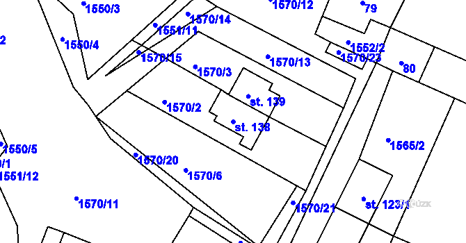 Parcela st. 138 v KÚ Zahrádka, Katastrální mapa