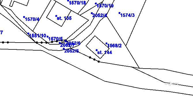 Parcela st. 144 v KÚ Zahrádka, Katastrální mapa
