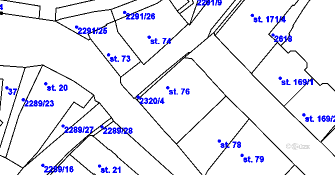 Parcela st. 76 v KÚ Rožmitál pod Třemšínem, Katastrální mapa