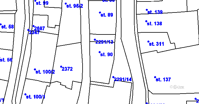 Parcela st. 90 v KÚ Rožmitál pod Třemšínem, Katastrální mapa