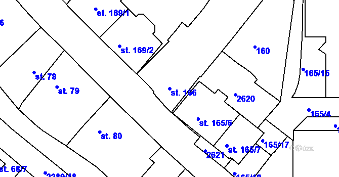 Parcela st. 166 v KÚ Rožmitál pod Třemšínem, Katastrální mapa
