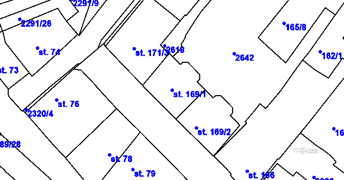 Parcela st. 169/1 v KÚ Rožmitál pod Třemšínem, Katastrální mapa