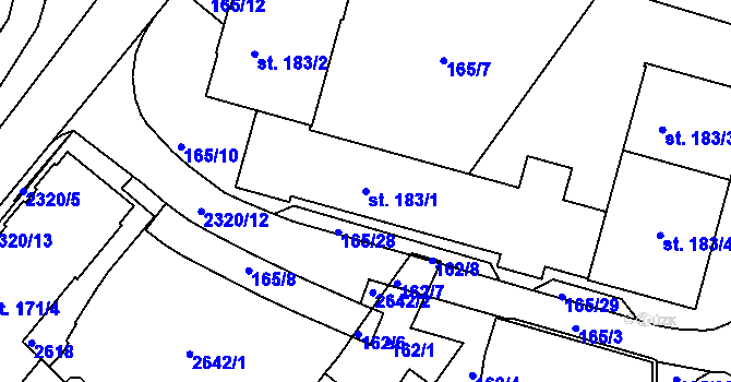 Parcela st. 183/1 v KÚ Rožmitál pod Třemšínem, Katastrální mapa