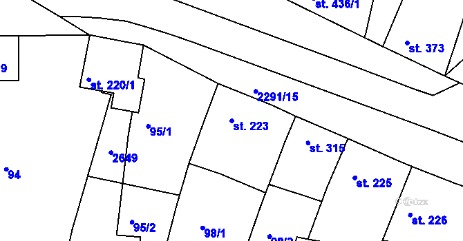 Parcela st. 223 v KÚ Rožmitál pod Třemšínem, Katastrální mapa