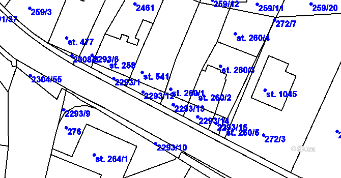 Parcela st. 260/1 v KÚ Rožmitál pod Třemšínem, Katastrální mapa