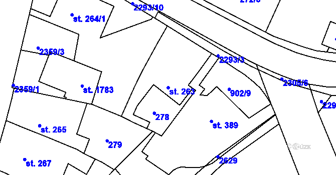 Parcela st. 263 v KÚ Rožmitál pod Třemšínem, Katastrální mapa