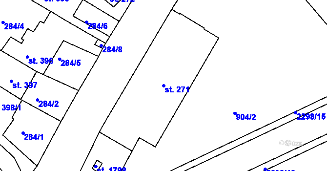 Parcela st. 271 v KÚ Rožmitál pod Třemšínem, Katastrální mapa