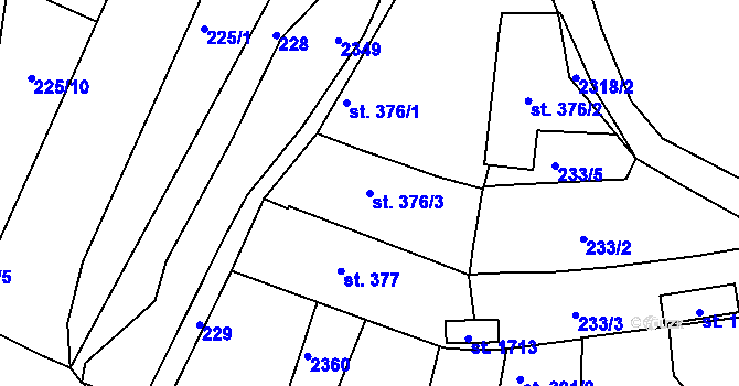 Parcela st. 376/3 v KÚ Rožmitál pod Třemšínem, Katastrální mapa