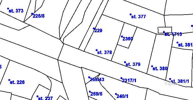 Parcela st. 378 v KÚ Rožmitál pod Třemšínem, Katastrální mapa