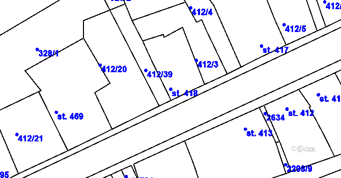 Parcela st. 418 v KÚ Rožmitál pod Třemšínem, Katastrální mapa
