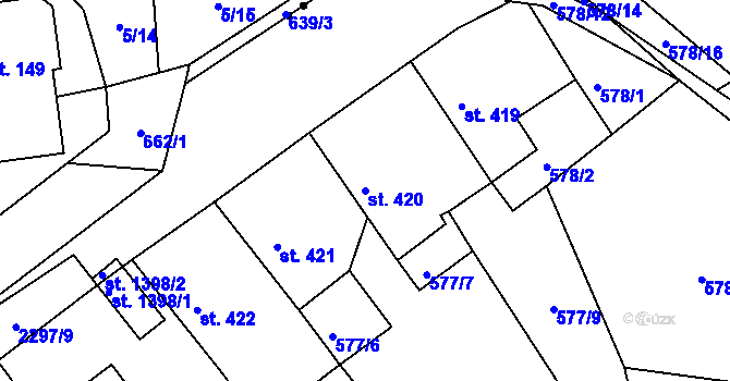 Parcela st. 420 v KÚ Rožmitál pod Třemšínem, Katastrální mapa