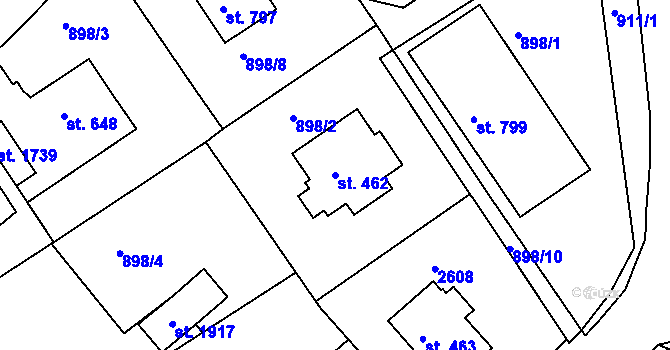 Parcela st. 462 v KÚ Rožmitál pod Třemšínem, Katastrální mapa