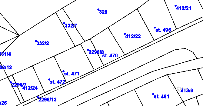 Parcela st. 470 v KÚ Rožmitál pod Třemšínem, Katastrální mapa