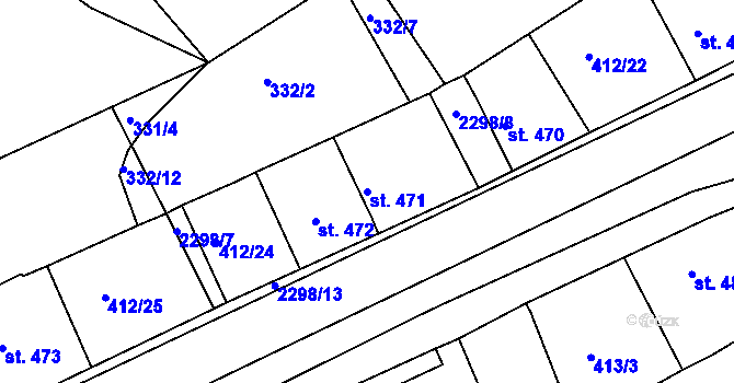 Parcela st. 471 v KÚ Rožmitál pod Třemšínem, Katastrální mapa