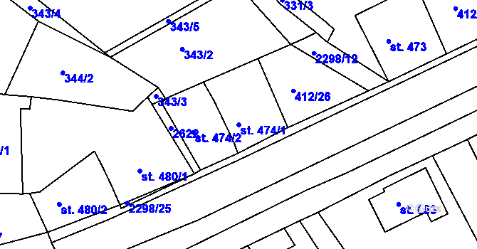 Parcela st. 474/1 v KÚ Rožmitál pod Třemšínem, Katastrální mapa