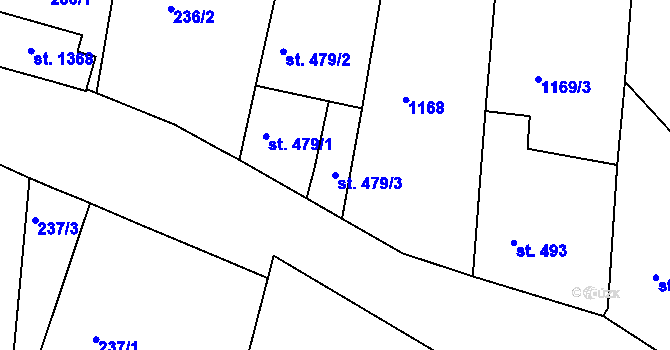Parcela st. 479/3 v KÚ Rožmitál pod Třemšínem, Katastrální mapa
