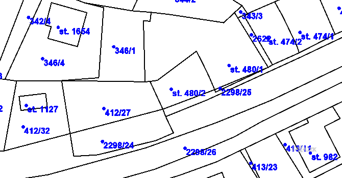Parcela st. 480/2 v KÚ Rožmitál pod Třemšínem, Katastrální mapa