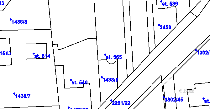 Parcela st. 565 v KÚ Rožmitál pod Třemšínem, Katastrální mapa